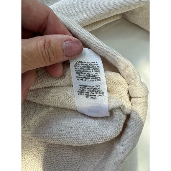 Dynamite Long Sleeve Crop Sweater Ivory Half Zip 100% Cotton & Terry Inside XS - Picture 8 of 11